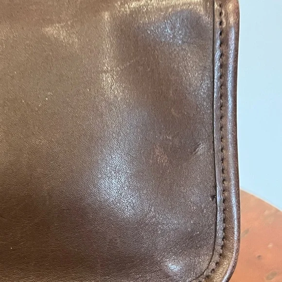 Vintage Coach Chunky Pouch Case Cosmetic Bag Brown Zip USA W/tag & Creed - Picture 9 of 16